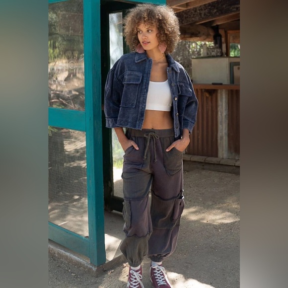 🖤HPx2 🎉 Maisie Oversized Vintage Style Corduroy Crop Shirt Jacket Shacket NWT - Picture 7 of 12